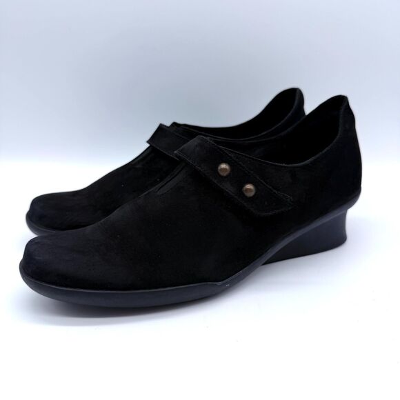 Arche Black Nubuck Wedge Slip On Loafers Hook and Loop Women's Size 8 EU 39 - Picture 6 of 9